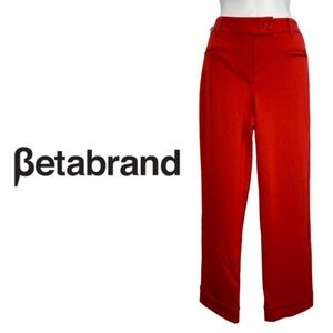 Betabrand Crop Lite Yoga Stretch Pants Dress Pants - Bright Red - Size Medium